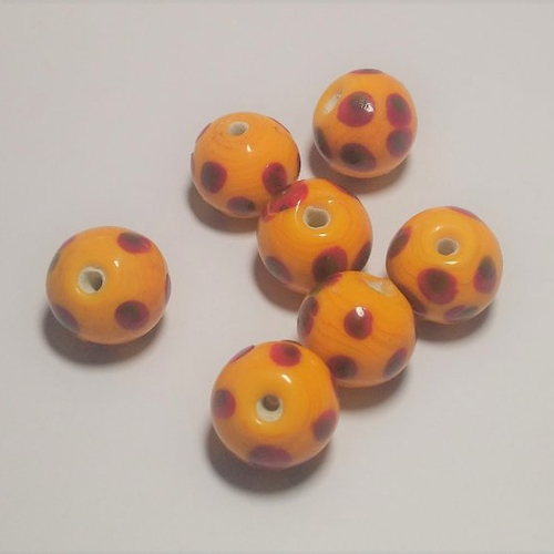 Perles céramiques 17 mm orange et rouge