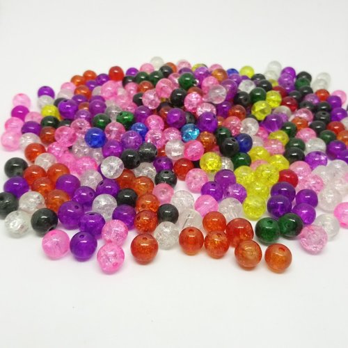 Perles craquelées 8 mm multicolore
