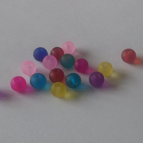 50 perles givrées multicolores en verre 5 mm