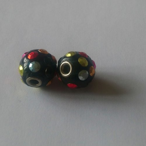 Lot de 2 perles noires 18 mm