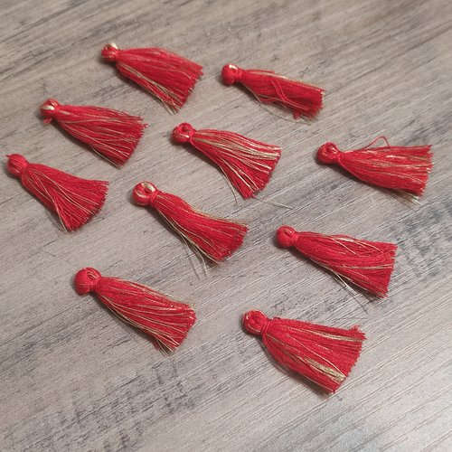 Pompons rouge et or 30 mm - lot de 10