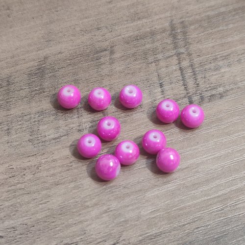 Lot de 10 perles roses en verre 8 mm