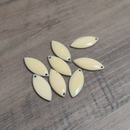 Lot de 10 sequins émaillés - forme navette - beige