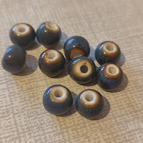 Perles céramiques bleu 12 mm