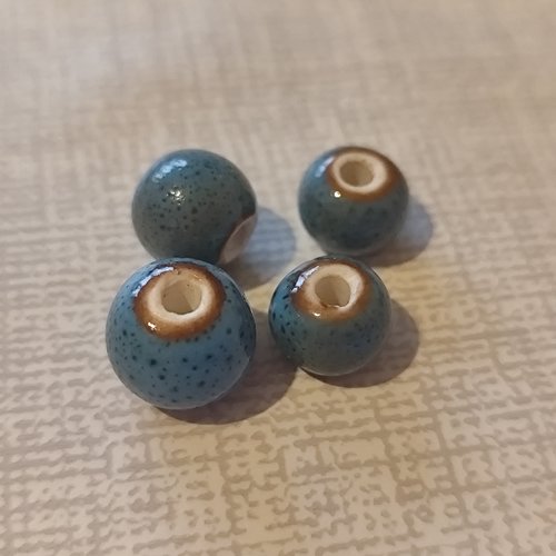 Perles céramiques bleu - lot de 4 perles