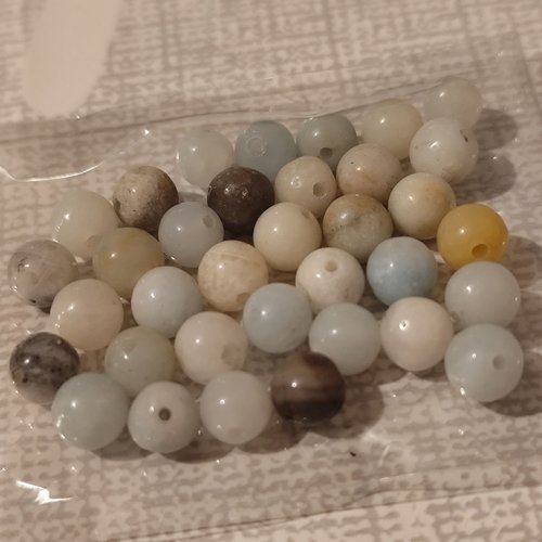 Perles amazonite 6 mm - 30 perles