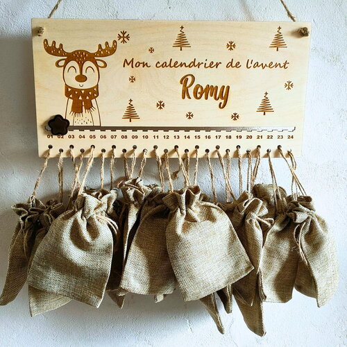 Calendrier de l’avent personnalisé en bois – création artisanale française à remplir
