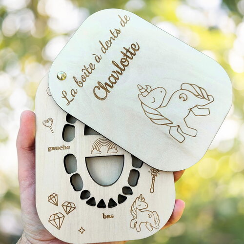 Boîte à dents de lait personnalisée – modèle licorne