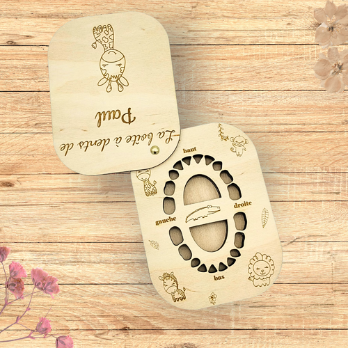 Boîte à dents de lait personnalisée – modèle girafe