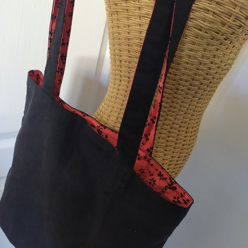 Tote bag réversible - modèle fleur de nuit