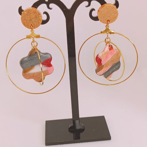 Boucles d'oreilles résine/pâte polymère