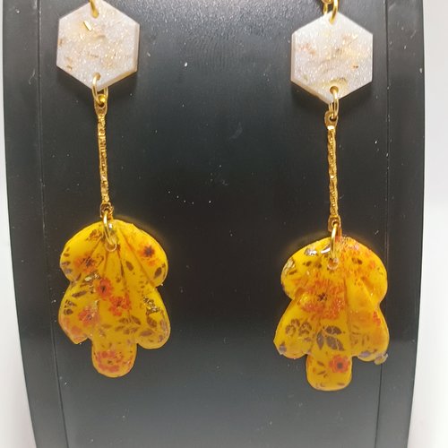 Boucles d'oreilles résine/pâte polymère