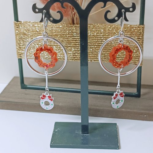 Boucles d'oreilles en résine - noël