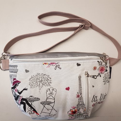 Pochette banane "la parisienne" porté épaule adulte avec poche téléphone