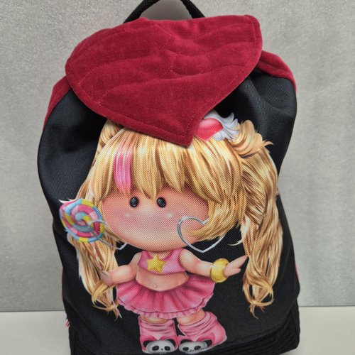 Sac à dos enfant "fillette" velours rouge