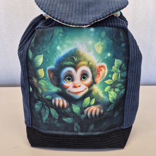 Sac à dos "wistiti" velours marine