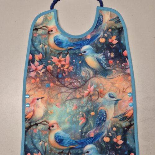 Serviette repas à élastique, imperméable oiseaux fantastiques