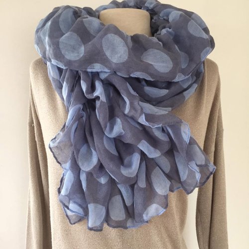 ** chèche/étole frou frou  gros pois  ** voile de coton