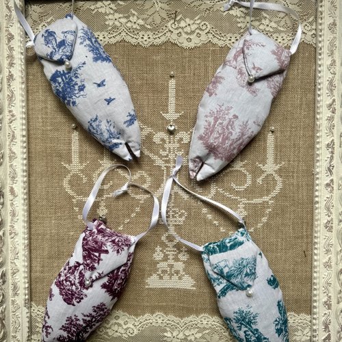 ** lot 4 cigales de lavande ** toile de jouy