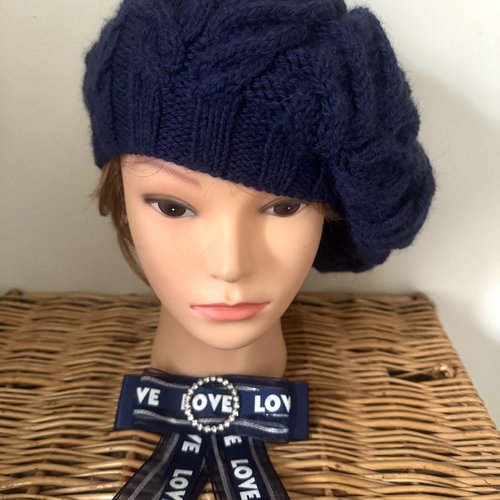 * béret  style irlandais bleu marine     ** tricot  laine et alpaga