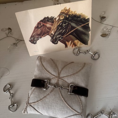 Coussinet chic  " lavande  " *  thème équestre