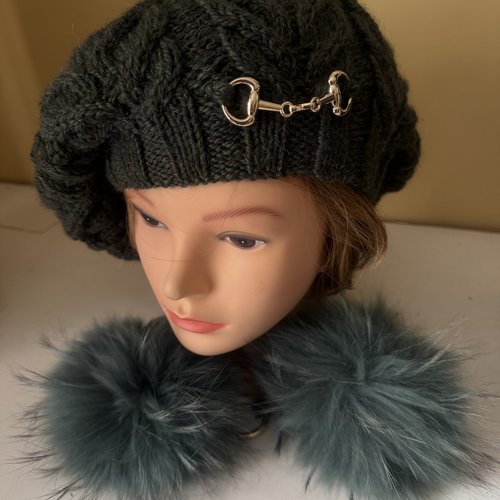 * béret  style irlandais kaki chiné     ** tricot  laine et alpaga