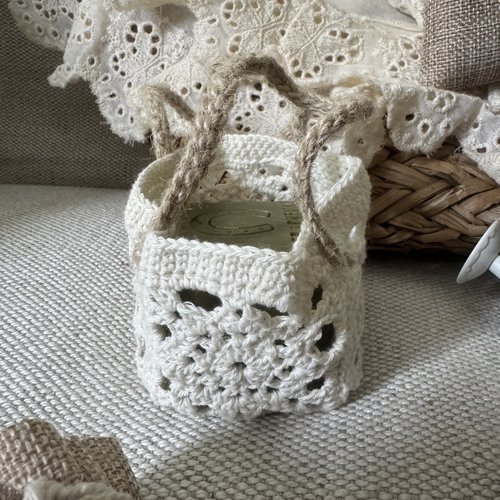 * panier miniature * coton ivoire