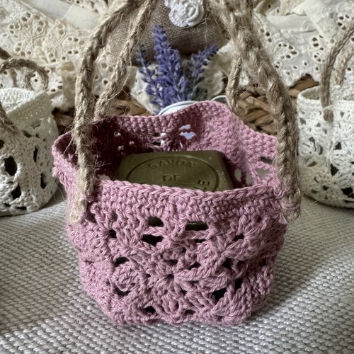 * panier miniature * coton rose