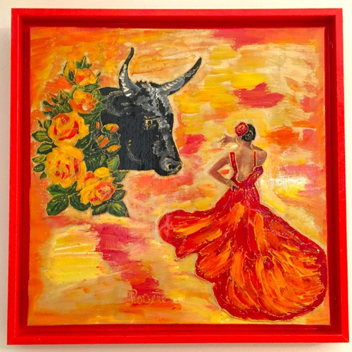 Tableau (fête en camargue 7) - série "gitanes et couleurs"