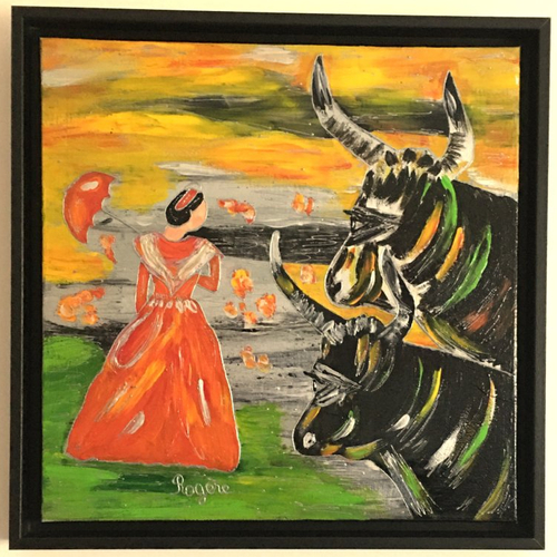 Tableau - série camargue - "rencontre".
