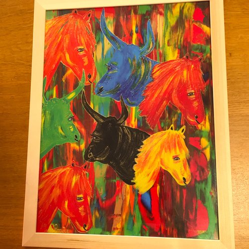Affiche tableau (camargue multicolore 4) avec cadre