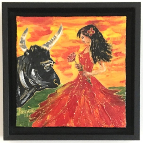 Tableau "la gitane rouge 2" - série "gitanes et couleurs"
