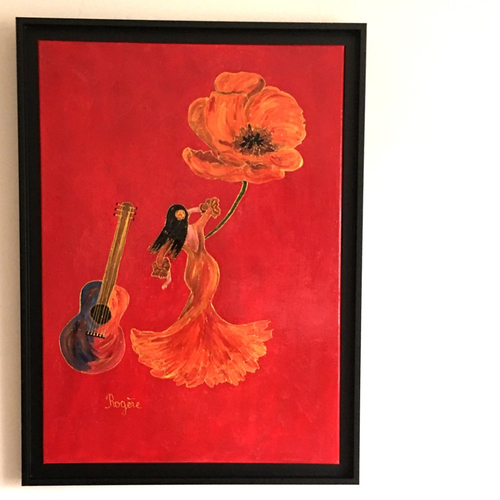 Tableau "la gitane et la guitare 2" - série "gitanes et couleurs"