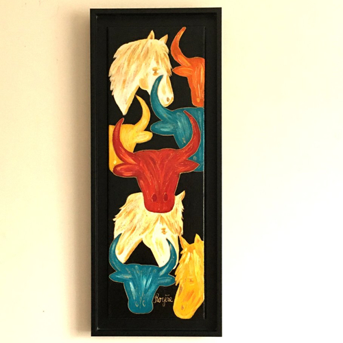 Tableau (taureaux multicolore 5)