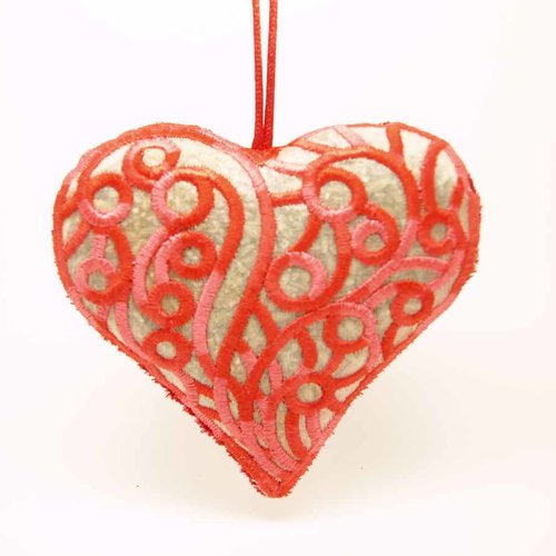 Sachet de lavande coeur rouge en dentelle cadeau saint valentin Un