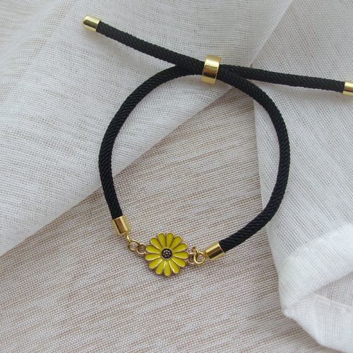 Bracelet " marguerite " jaune et noir