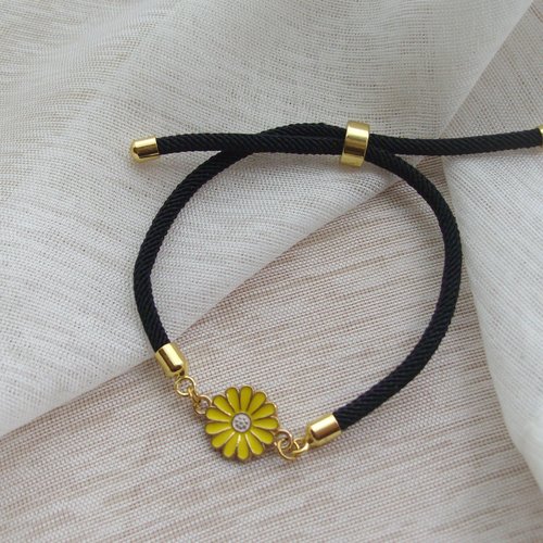 Bracelet " marguerite " jaune et blanc