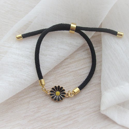 Bracelet " marguerite " noir