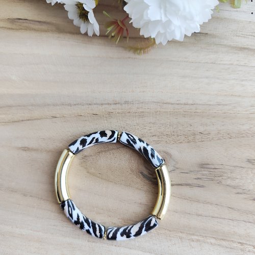 Bracelet "awa" léopard n/b