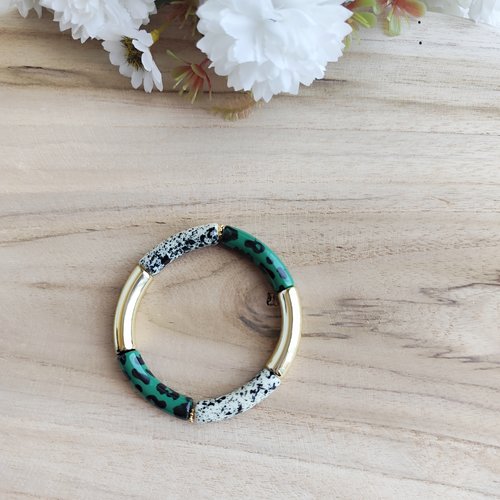 Bracelet "awa" léopard vert et tâche