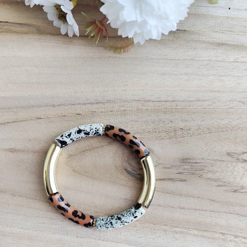 Bracelet "awa" léopard marron et tâche