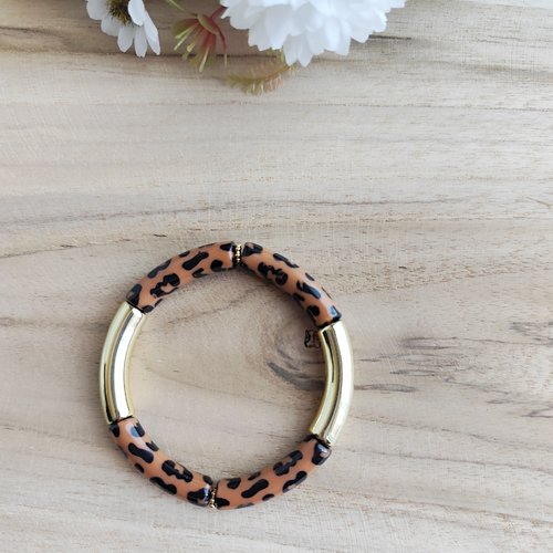 Bracelet "awa" léopard marron