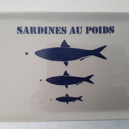 Plat rectangulaire 'sardines' en porcelaine 