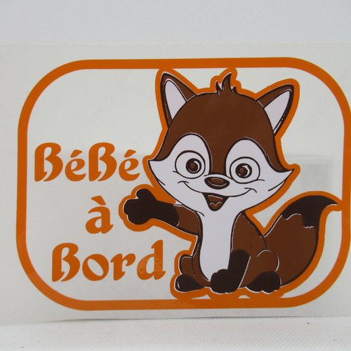 Sticker adhésif "bébé à bord thème "renard"