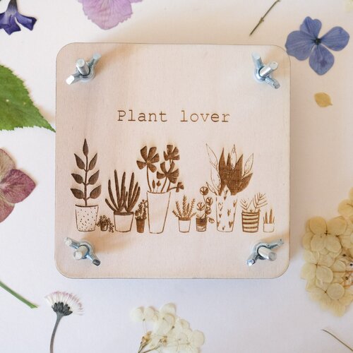 Presse à fleurs en bois, motif "plant lover"