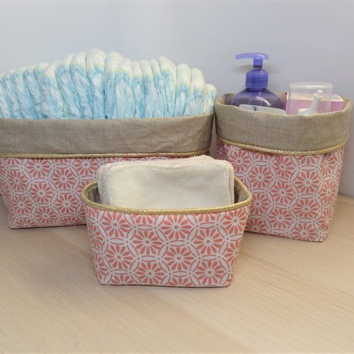 Ensemble de panières pour la table à langer rosace corail