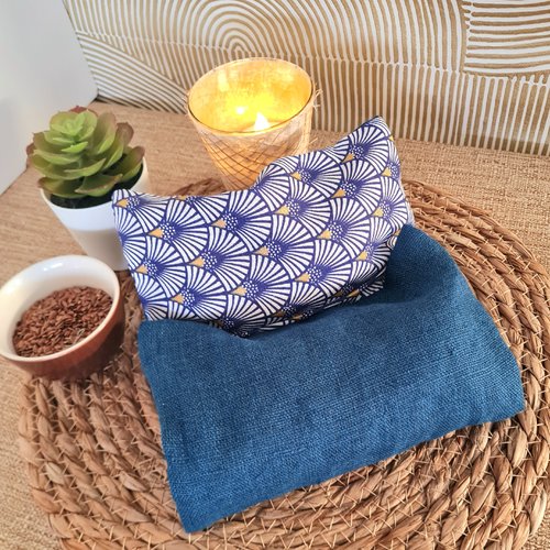 Bouillotte sèche déhoussable palme bleu roi