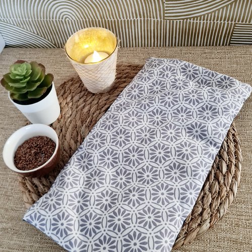 Bouillotte sèche déhoussable rosaces gris