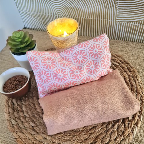 Bouillotte sèche déhoussable rosaces nude