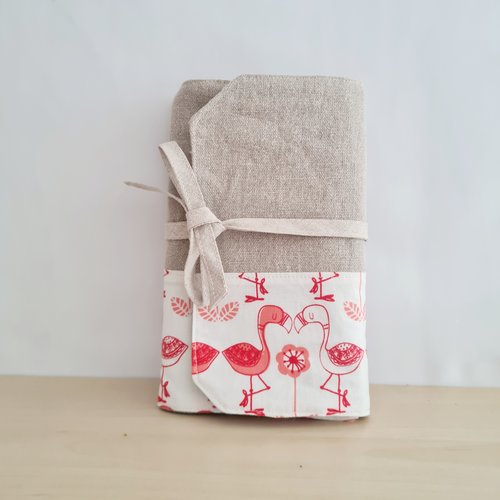 Protège livre, couverture livre de poche flamant rose